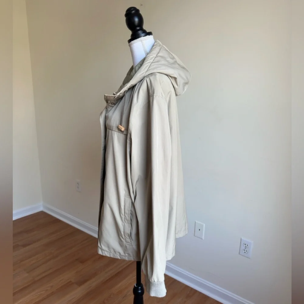 J.Crew Men’s Tan Hooded Jacket Lightweight Casual Zip Up Outdoor Coat Large